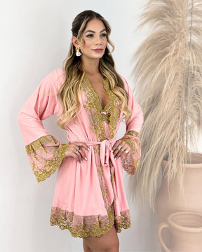 Conjunto Lady Primrose - Camisola + Robe e Calcinha