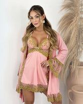 Conjunto Lady Primrose - Camisola + Robe e Calcinha