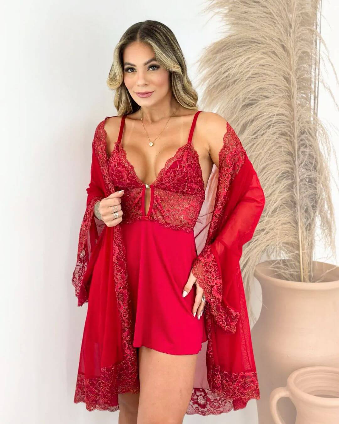 Conjunto Imperial Rouge Camisola e Calcinha