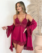 Conjunto Euphoria - Camisola + Robe e Calcinha