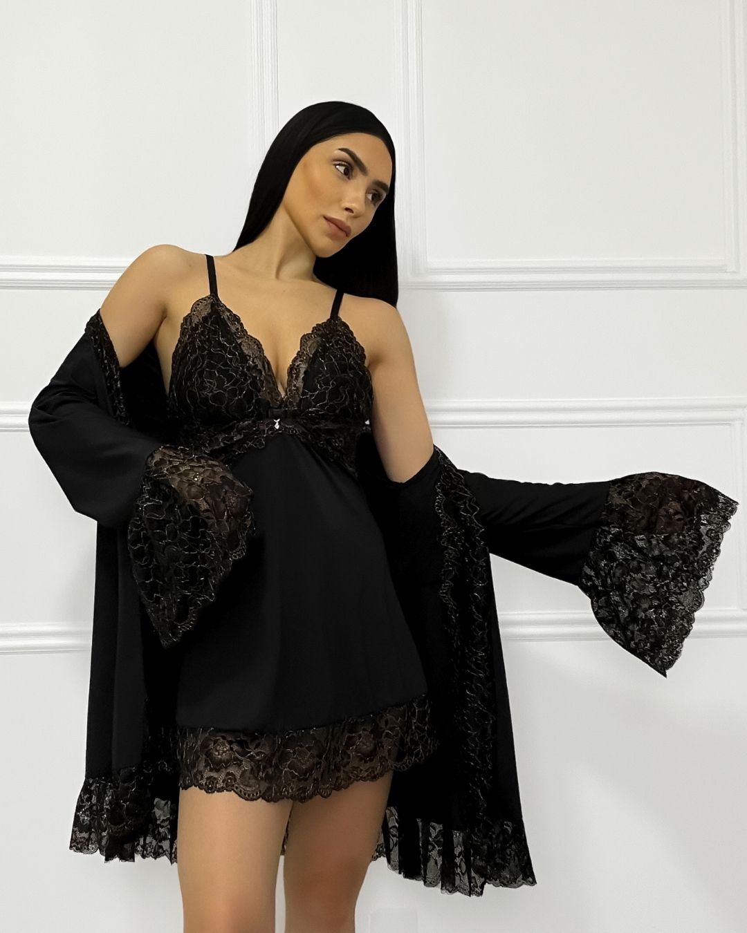 Conjunto Paco Rabanne - Camisola + Robe e Calcinha