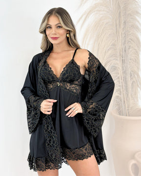 Conjunto Paco Royale Camisola, Robe e Calcinha