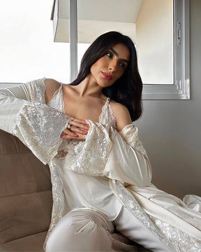 Conjunto Pijama J’adore - Slip Top em Renda & Calça Longa