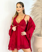 Conjunto L’Essence Rouge - Camisola + Robe e Calcinha