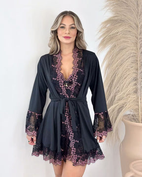 Conjunto La Vie Est Belle - Camisola + Robe e Calcinha