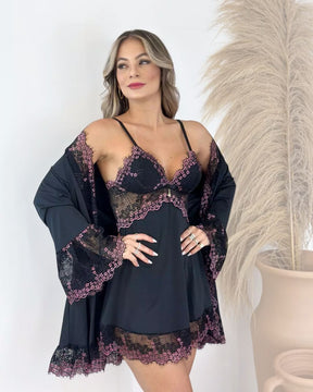 Conjunto La Vie Est Belle - Camisola + Robe e Calcinha