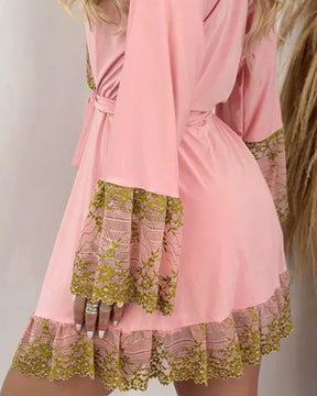 Conjunto Lady Primrose - Camisola + Robe e Calcinha